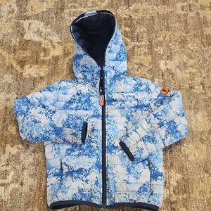 Save The Duck Blue and White Hooded Jacket